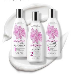 lot 47612 image: Maison 276 Pre-Shampoo, Shampoo and Conditioner for Silver, Gray & Blonde Hair, 3-Step System, Tone-Brightening & Enhancement, No Purple Dyes, Neutralizes Brassiness, Sulfate-Free - Retail $45
