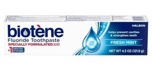 lot 47621 image: Biotene Fluoride Toothpaste for Dry Mouth Symptoms, Fresh Mint, 4.3 oz - Retail $7