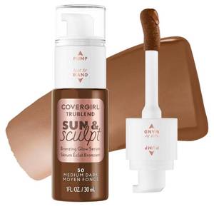 lot 47629 image: COVERGIRL TruBlend Sun & Sculpt Bronzing Glow Serum, Buildable, Radiant Glow, Wand and Pump Applicator - 50 Medium Dark - Retail $11