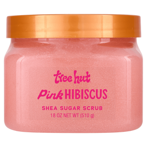 lot 47642 image: Tree Hut Body Scrub  Shea Sugar Hydrating Exfoliator for Softer  Smoother Skin  Pink Hibiscus  18 oz - Retail $10