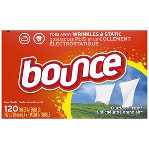 lot 47666 image: Bounce Outdoor Fresh Scented Fabric Softener Dryer Sheets  120 Count - Retail $6