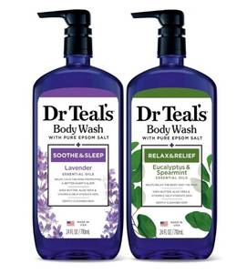 lot 47680 image: Dr Teals Body Wash with Pure Epsom Salt, Lavender & Eucalyptus, 24 fl oz (Pack of 2) - Retail $13