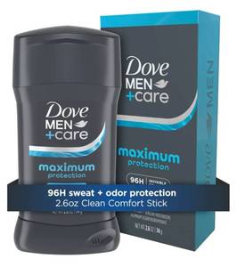 lot 47706 image: Dove Men 96-Hour Maximum Sweat Protection Deodorant, Clean Comfort, 2.6 oz. - Retail $13
