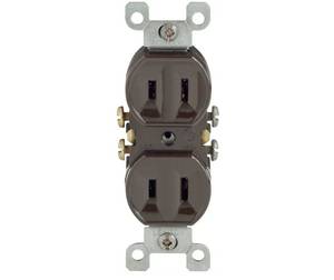 lot 47716 image: Leviton 223 15 Amp  125 Volt  with Duplex Receptacle  Residential Grade  Non-Grounded  Brown - Retail $6