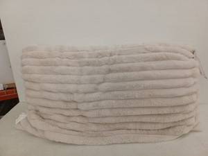 lot 13091 image: Extra Large Faux Fur Pillow Ribbed Channel Design Cream