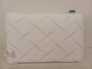 lot 13112 image: Frost Pillow with White and Light Blue Wave Pattern Quilted Cover