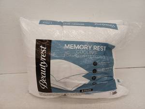 lot 13152 image: Beautyrest Memory Rest Cooling Foam Cluster Pillows 2-Pack StandardQueen 20x28 In