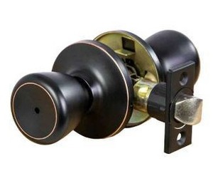 lot 13175 image: Jones Stephens Tulip Knob Privacy Lockset Oil Rubbed Bronze US10B JH82584, 2 Pack