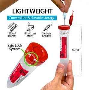 lot 13183 image: Shop Square Travel Sharps Container with Locking Lid 1.25 x 6 In, 10 Count