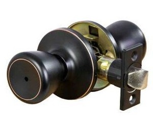 lot 13192 image: Jones Stephens Tulip Knob Privacy Lockset Oil Rubbed Bronze US10B JH82584, 2 Pack