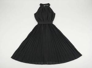 lot 13237 image: Kirundo Womens Black Pleated Halter Neck Midi Dress with Waist Tie Size M