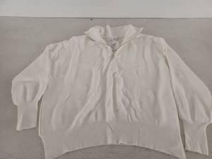 lot 13249 image: Anrabess Womens Cream Ribbed Knit Quarter-Zip Pullover Sweater Size XL