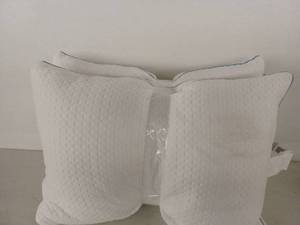 lot 13258 image: Beautyrest Bed Pillows Set of 2 White Textured Cover w Blue Piping