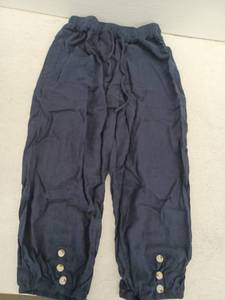lot 13383 image: Anrabess Womens Elastic Waist Cropped Pants w Button Cuffs Size Medium