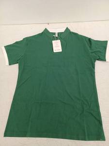 lot 13428 image: Kuyigo Green Short Sleeve Polo Shirt w White Collar & Cuff Trim, Size S