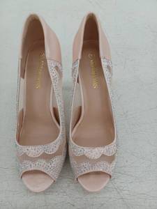 lot 13433 image: Dream Pairs Womens Blush Rhinestone Mesh Peep Toe Stiletto Heels Size 11