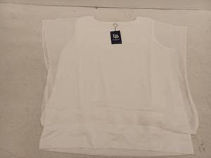 lot 13435 image: LilBetter Womens White Sleeveless Layered Chiffon Blouse Size 2XL