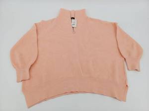 lot 13444 image: Lillusory Womens Peach Ribbed Knit Quarter-Zip Sweater Size L