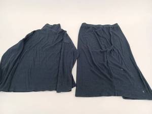 lot 13448 image: Prettygarden Womens Navy Ribbed Knit Turtleneck Top & Midi Skirt Set Size L