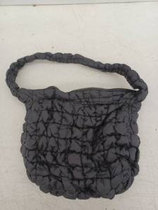 lot 13462 image: Black Quilted Puffer Shoulder Bag with Zip Top and Interior Zip Pocket