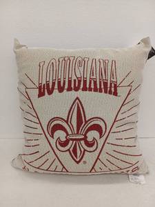 lot 13498 image: Louisiana Ragin Cajuns Fleur-de-Lis Woven Tapestry Throw Pillow, Lot of 2