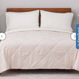 lot 13502 image: Berkshire Blanket & Home Co. Quilted Comforter Beige Crosshatch Print, Twin