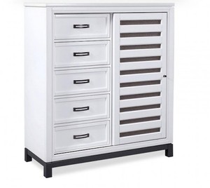 lot 101651 image: Retails for $1489 Hyde Park Sliding Door Chest (White Paint)