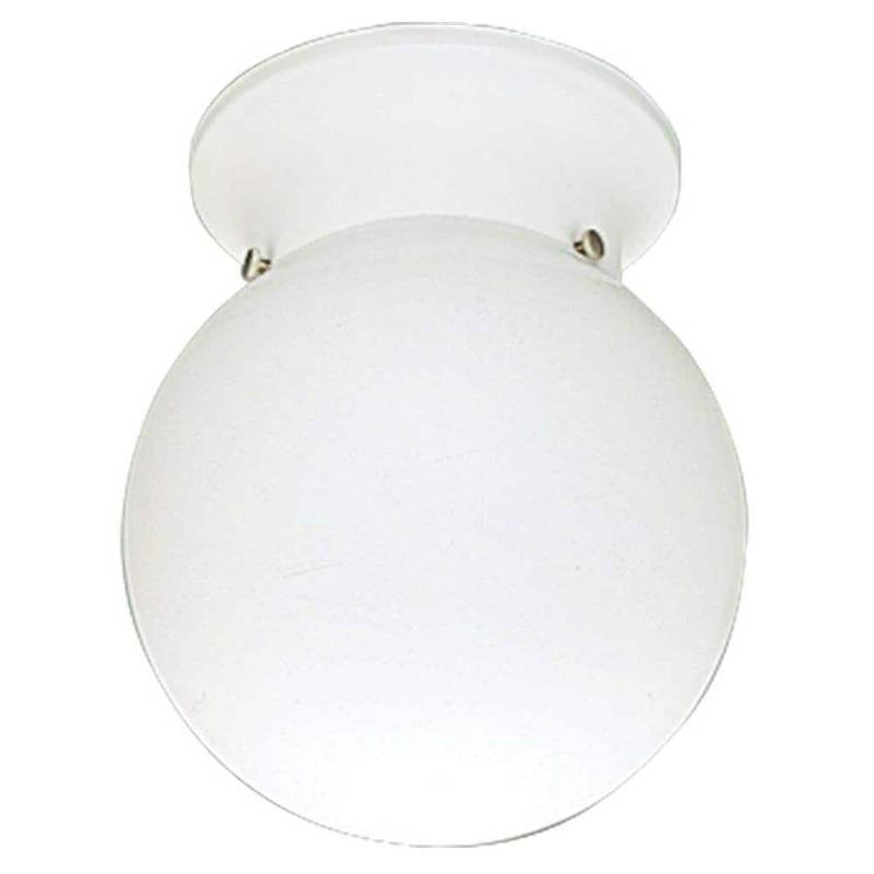lot 4031 image: Progress Lighting One-Light White Glass Flush Mount