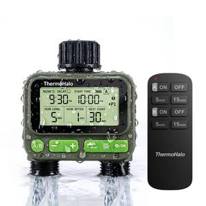 lot 8124 image: ThermoHalo Garden Hose Water Timer Dual-Zone Sprinkler Timer with RF Remote