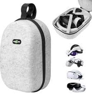 lot 8130 image: Sarlar Gray Felt-Covered Hard Shell Zippered Carry Case w Handle Strap