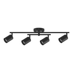 lot 113 image: 2.2 ft. 4-Light Matte Black Hard Wired Flexible Track Lighting Kit with Center Swivel Bar and Pinhole Head Shades - Retail $80