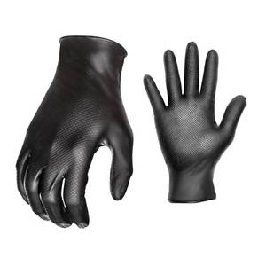 lot 188 image: Large Black Traction Grip Disposable Nitrile Work Gloves (10-Count) - Retail $5