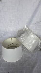 lot 2009 image: White Cylindrical Lamp Shade with Metal Spider Support