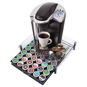 lot 2139 image: Coffee Capsule Holder for Nescafe Dolce Gusto K-cup, HiveNets Tempered Glass Platform Metal Kitchen Storage Capacity for 36PCS