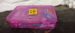 lot 36159 image: Purple Container with Misc writing utenzils