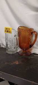 lot 36173 image: Vintage Indianda glass pitcher and Clear Pitcher