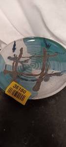 lot 36180 image: Handmade studio pottery bowl blue and white glazed