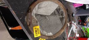 lot 36234 image: Oval shaped mirror with a wooden frame