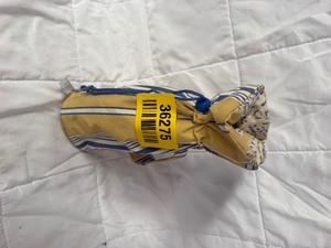 lot 36275 image: Eddie Baurer Yellow and Blue stripped insulated wine bottle bag