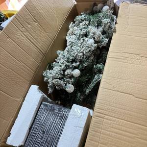 lot 5 image: Holiday Living 5 ft Pre-Lit Snowy Spruce Tree LW18-ST17R