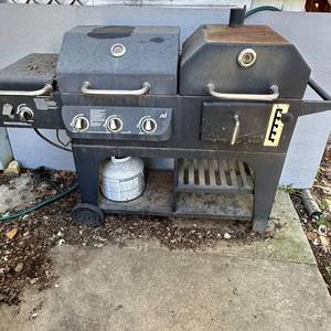 lot 15 image: Combination Gas and Charcoal Grill with Side Burner and Cover
