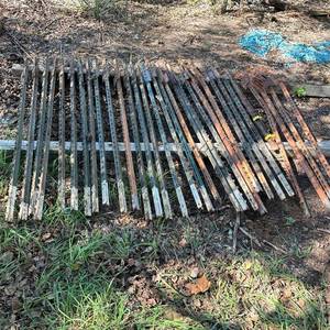 lot 71 image: Lot of 31 Studded T-Post Fence Posts with Anchor Plates