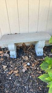 lot 87 image: Outdoor Garden Bench with Cherub Relief Seat and Two Scroll Pedestal Supports 13D x 40W