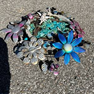 lot 90 image: Garden Bowl with Flower Decor and Fairy Figurines