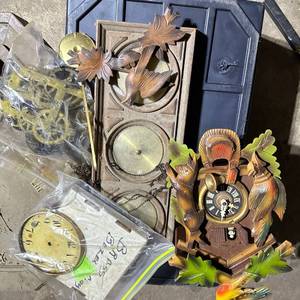 lot 118 image: Cuckoo Clock Parts Lot Assorted Clock Components