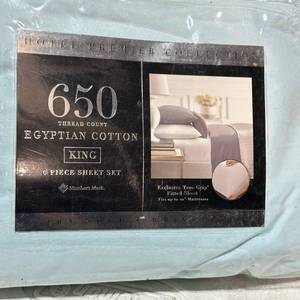 lot 158 image: Members Mark King 6 Piece Sheet Set 650 Thread Count Cotton IC650KGSDGR
