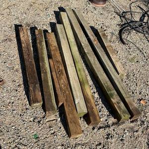 lot 184 image: Lot of Weathered Wood Lumber Boards Various Lengths Outdoor Use