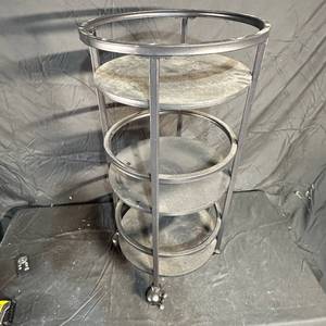 lot 227 image: Three-Tier Round Rolling Cart Stand with Casters