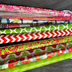lot 236 image: Assorted Christmas Gift Wrap Paper Rolls Lot