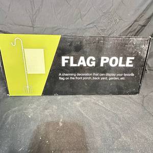 lot 254 image: Garden Flag Pole Stand with 5-Prong Base and Side Hook